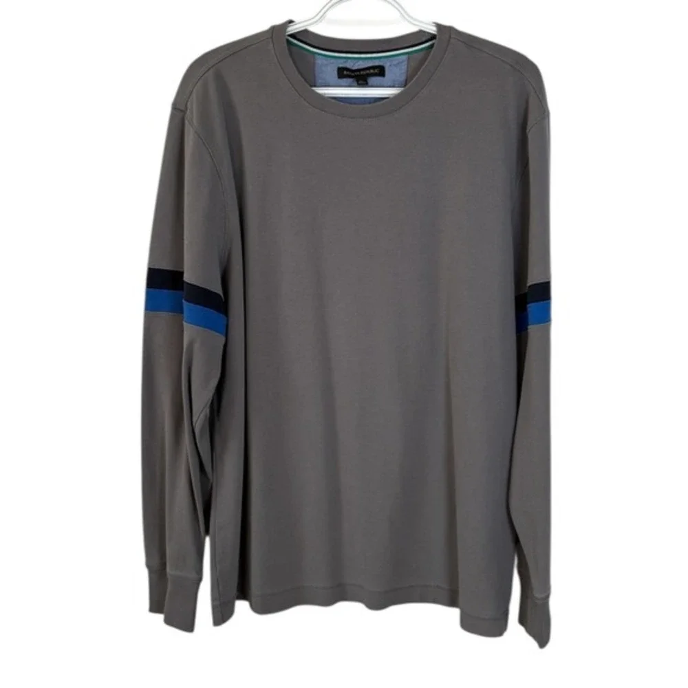 Banana Republic Mens LS Crew Neck Athletic Stripe T Shirt XL‎  SET OF TWO SHIRTS